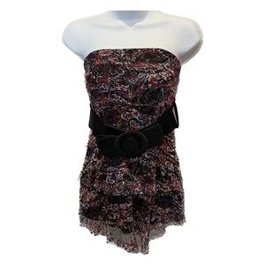 Rue21 floral pattern strapless / tube top with black belt